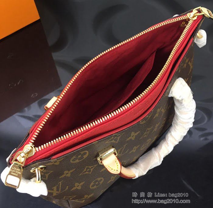 路易威登LV女包 頂級原單 M44265 PALLAS BB手袋 Monogram塗層帆布配小牛皮 雙拉鏈 手提 肩背 斜挎包  ydh2596